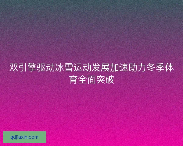 双引擎驱动冰雪运动发展加速助力冬季体育全面突破